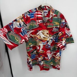 Reyn Spooner Shirt Men Med Red Hawaiian Boston Red Sox MLB Baseball World Series